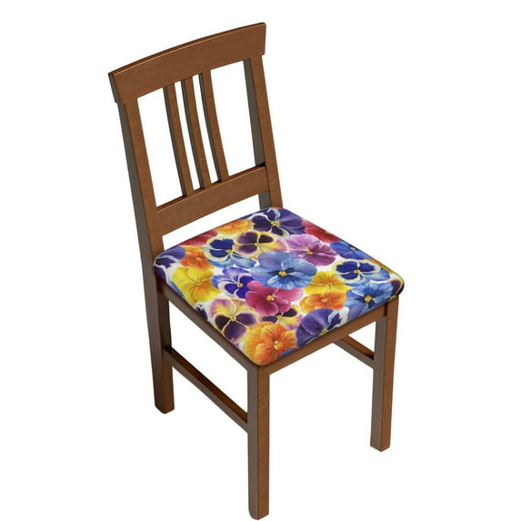 Gaeub The Garden Tricolor Pansy Flower Square Chair Seat Covers, Stretch Fitted Printed Chair Seat Cushion Cover for Kitchen, Office - One Size
