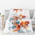 thumbnail image 1 of Gaeub Three Goldfish Watercolor Splash Print Flannel Throw Blanket, Home Fleece Throw Blanket for Couch or Bed,Decorative Blankets,Lightweight Fuzzy Flannel Blanket-80"x60", 1 of 6