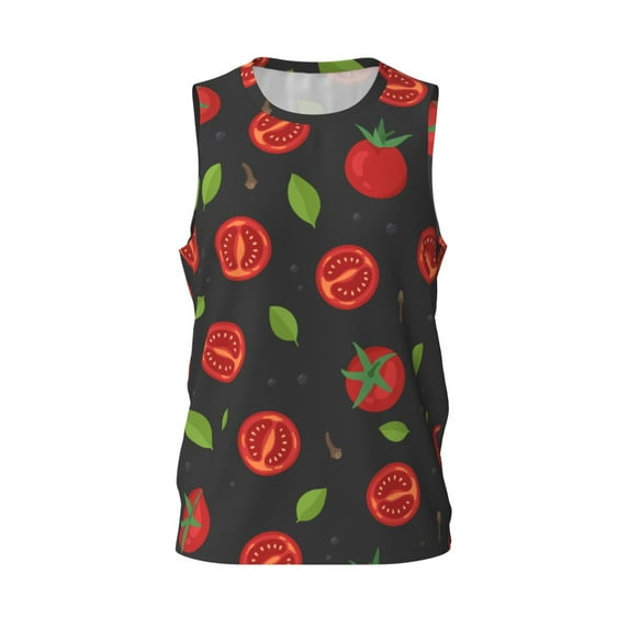 Gaeub Tomatoes1 Men's Mesh Basketball Jersey, Quick-Drying Sleeveless Top S-4XL, Loose Muscle Tank Top -X-Large