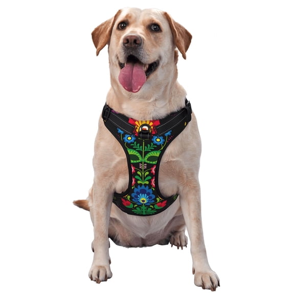 Gaeub Traditional Floral Polish Gaeub Traditional Floral Polish No Pull Dog Harness, Secure and Adjustable Pet Vest for Outdoor Activities - Small