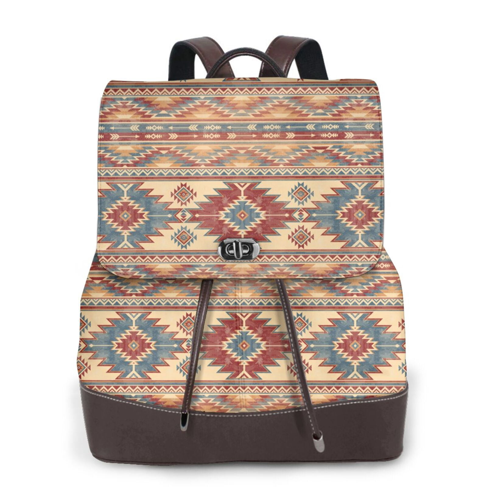 Gaeub Traditional Tribal Aztec Print Women's Leather Backpack,Travel ...