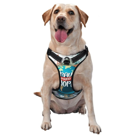 Gaeub Travel Around The World Gaeub Travel Around The World No Pull Dog Harness, Secure and Adjustable Pet Vest for Outdoor Activities - Medium