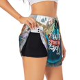 thumbnail image 1 of Gaeub Travel Around The World Print Women's Athletic Shorts,High Waisted Running Shorts,Pocket Sporty Short,Gym Elastic Workout Shorts-Small, 1 of 7