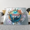 thumbnail image 1 of Gaeub Travel Around The World Printed Flannel Throw Blanket,Plush Throw,Fuzzy Bed Blanket for Bedding Sofa and Travel,Decorative Blanket-80"x60", 1 of 6
