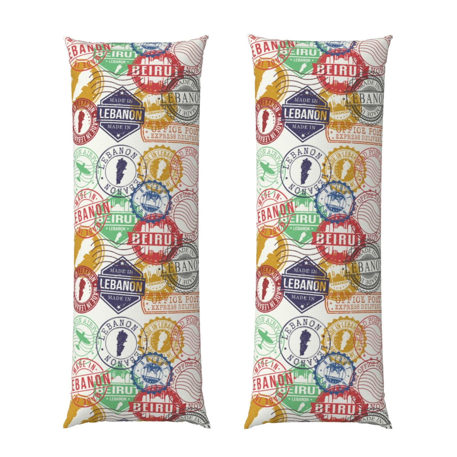 Gaeub Travel Stamp Printed Long Body Pillowcase Envelope Closure 1 Pack