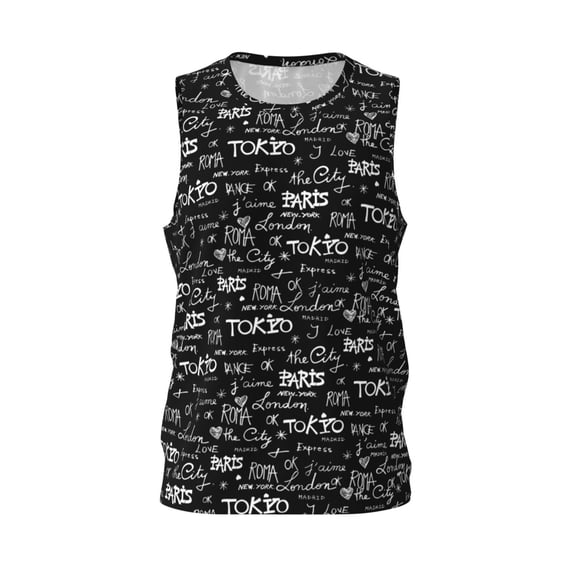 Gaeub Travel The World Men's Mesh Basketball Jersey, Quick-Drying Sleeveless Top S-4XL, Loose Muscle Tank Top -Large