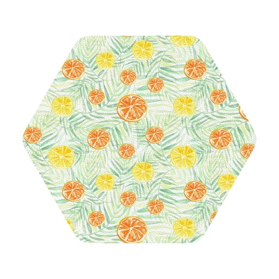 Gaeub Tree Palms Lemon Print 6 Pcs Leather Coasters for Drinks ,Drink Coasters Sets,Drink Table Cup Coasters for Living Room Kitchen Coffee Decor,Hexagon