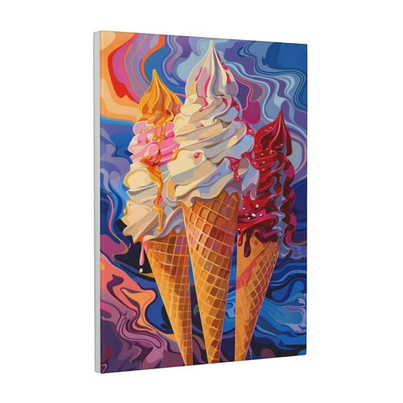 Gaeub Trio Of Dripping Cones Print Canvas Wall Art for Bathrooms Bedroom,Wall Decor,Framed Artwork for Wall,Modern Wall Decorations Prints Picture,Home Decor Wall Pictures 30" x 40"
