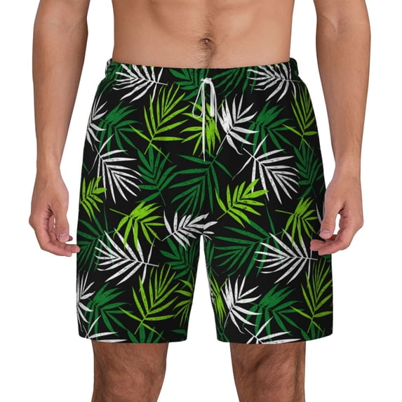 Gaeub Tropical Leaves1 Mens Swim Trunks Stretch Beach Shorts Quick Dry for Men Swim Shorts Swimwear with Pockets- Small