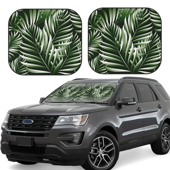 Gaeub Tropical Palm Leaves1 Foldable Auto Sun Blocker Visor, Sunshade for Car Front Window, Keeps Your Vehicle Cool - Medium