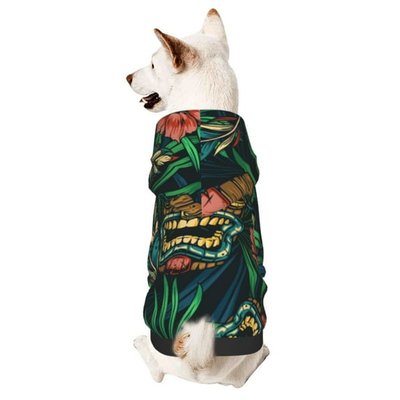 Gaeub Tropical Tribe Mask Dog Hoodie Sweatshirts Warm Dog Clothes for Small Dogs,Puppy and Cat Costume-X-Large