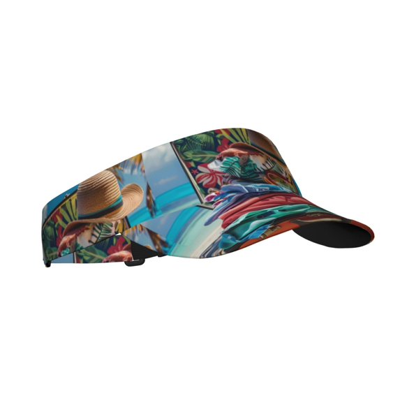 Gaeub Tropical Vacation Essentials Printed Sport Sun Visor Hats ,Adjustable Empty Top Sunscreen Visor Cap for Women and Men