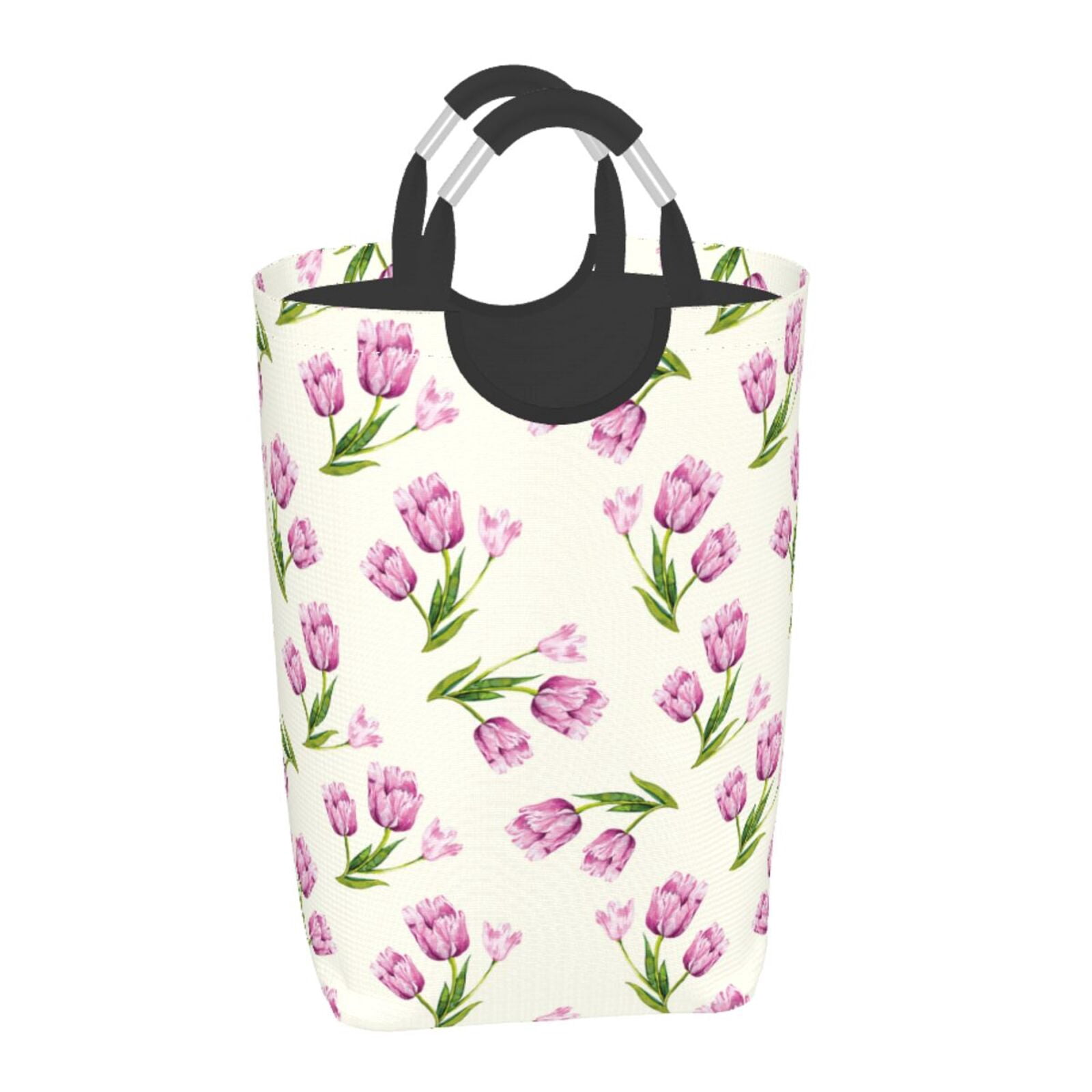 Gaeub Tulips Flowers Print 50L Large Laundry Hampers with Handles