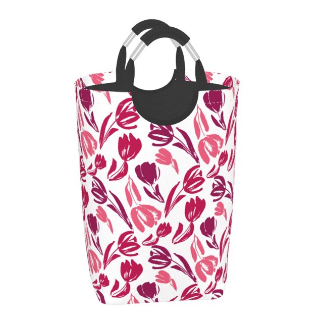 Gaeub Tulips Flowers Print 50L Large Laundry Hampers with Handles