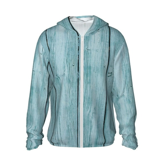 Gaeub Turquoise Wooden1 Men's and Women's UPF 50+ Long-Sleeved Sun Protection Clothing, Fishing Shirt Long Sleeve Zip-Large