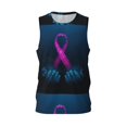 thumbnail image 1 of Gaeub Two Human Hands are Holds Pink Ribbon Awareness Men's Mesh Basketball Jersey, Quick-Drying Sleeveless Top S-4XL, Loose Muscle Tank Top -Large, 1 of 9
