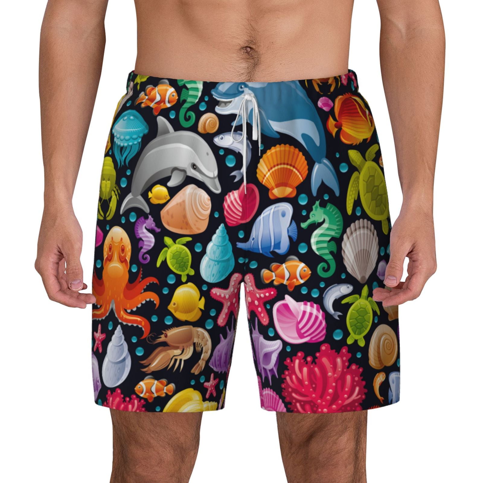 Gaeub Underwater Diving Animals Mens Swim Trunks Stretch Beach Shorts
