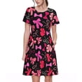 thumbnail image 1 of Gaeub Various pink and red Bow knots Print Womens Dresses,Casual Short Sleeve Tunic,Summer Midi Dress for Women,Women's Short sleeve Dress, 1 of 6