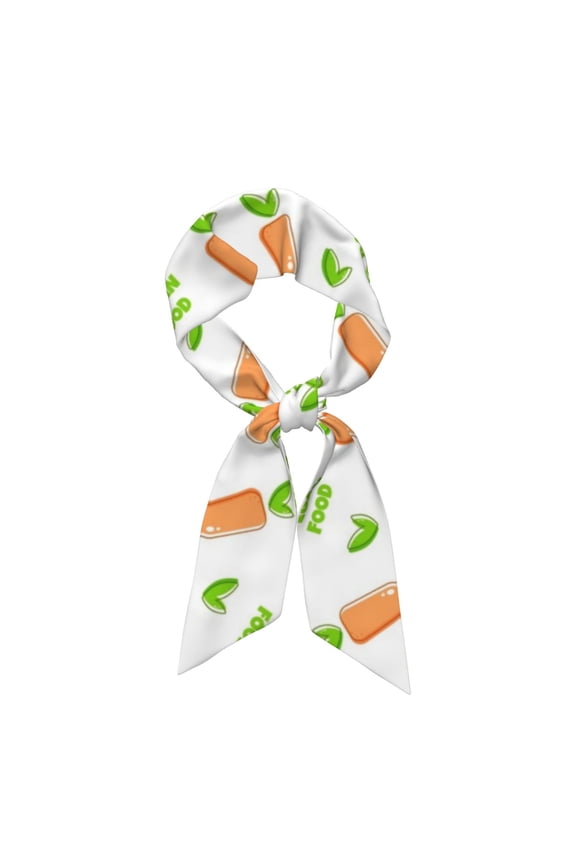 Vegan Fruit Carrot Printed Silk Feeling Scarf Satin Head Scarf for Women,Silk Neck Scarf,Scarves,ashion Silky Satin Headscarf Wrap, Neck Scarves For Handbag Accessories