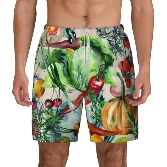 Gaeub Vegan1 Mens Swim Trunks Stretch Beach Shorts Quick Dry for Men Swim Shorts Swimwear with Pockets- Medium
