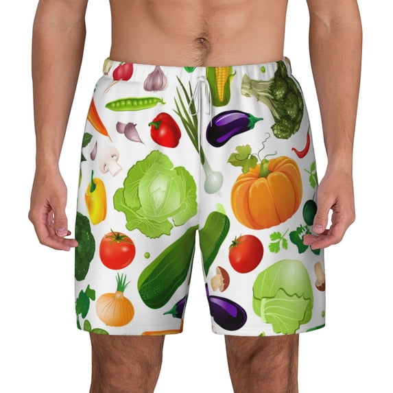 Gaeub Vegetables2 Mens Swim Trunks Stretch Beach Shorts Quick Dry for Men Swim Shorts Swimwear with Pockets- 3X-Large