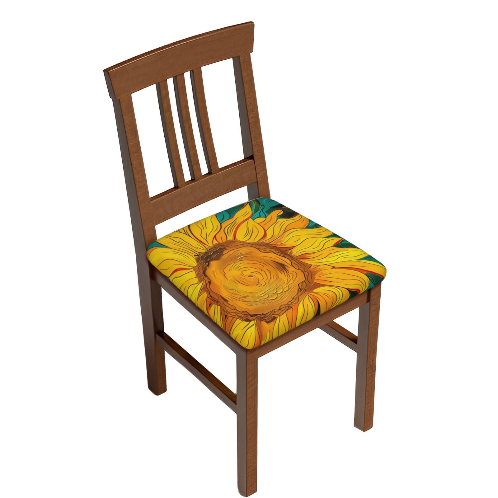 Gaeub Vibrant Sunflower Painting Square Chair Seat Covers, Stretch