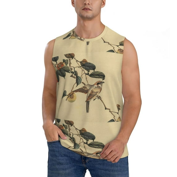 Gaeub Vintage Bird Men's Sleeveless Muscle Shirts Workout Tank Tops, Odor Protection and Comfortable - X-Large