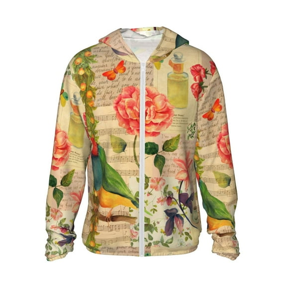 Gaeub Vintage Bird Men's and Women's UPF 50+ Long-Sleeved Sun Protection Clothing, Fishing Shirt Long Sleeve Zip - Small