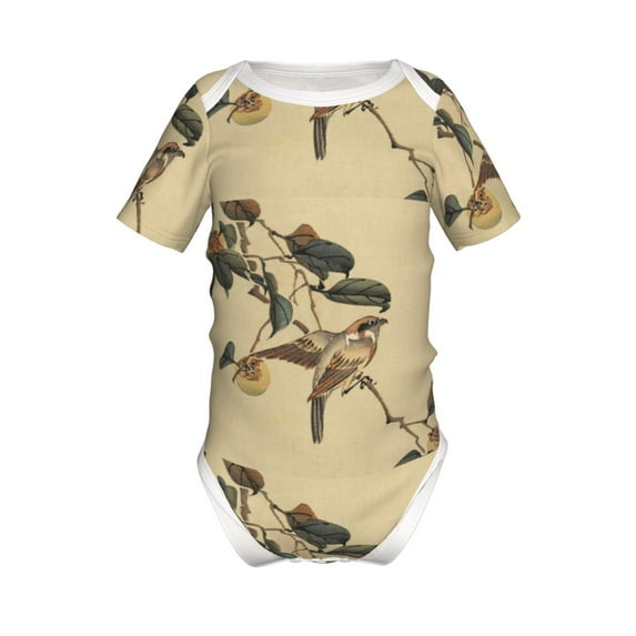 Gaeub Vintage Bird Print Infant Climbing Onesie,Toddler Outfit,Newborn Baby Bodysuit,Baby Boy Girl Clothes -12 Months