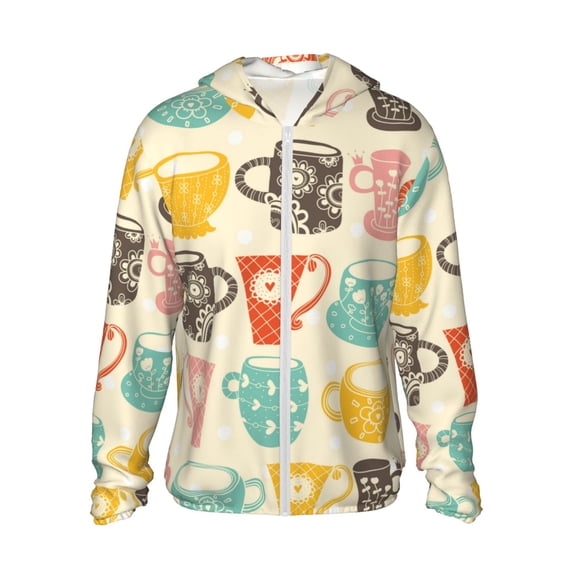Gaeub Vintage Cup Men's and Women's UPF 50+ Long-Sleeved Sun Protection Clothing, Fishing Shirt Long Sleeve Zip - X-Large