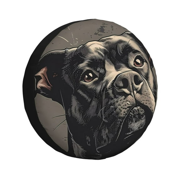 Gaeub Vintage Dog Illustration 14-17in Tire Cover, Spare Tire Cover, for Camper Caravan, Trailer, Car, Truck, SUV, Jeep-