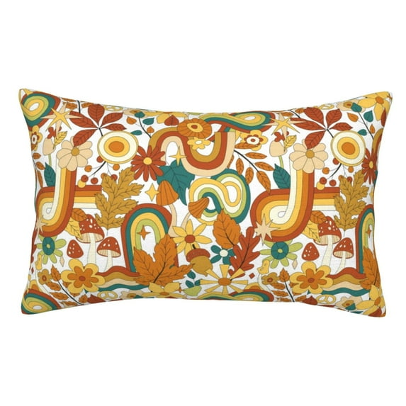 Gaeub Vintage Floral Print Double Sided Plush Decorative Throw Pillow Cover, Sofa Cushion Cover, Plush Cushion Cover，Excluding Pillow Core-14"x20"