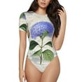 thumbnail image 1 of Gaeub Vintage Flower Women'S Short Sleeve One Piece Swimsuit Sexy High-Waisted Bodysuit For Swimming, Beach, Sports - Small, 1 of 9