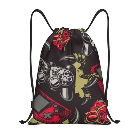 Gaeub Vintage Gaming Drawstring Backpack Bag Sport Gym Sackpack Heavy Duty String Backpack for Men Women-Small