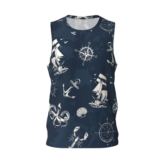 Gaeub Vintage Marine Men's Mesh Basketball Jersey, Quick-Drying Sleeveless Top S-4XL, Loose Muscle Tank Top -4X-Large