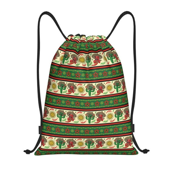 Gaeub Vintage Mexican Drawstring Backpack Bag Sport Gym Sackpack Heavy Duty String Backpack for Men Women-Small