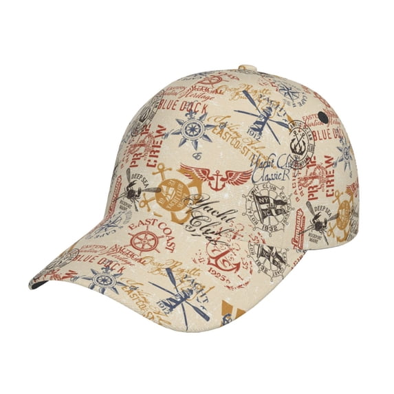 Gaeub Vintage Nautical Print Baseball Caps,Adjustable Hat, One Size,Fashion Adjustable Dad Hats for Men/Women