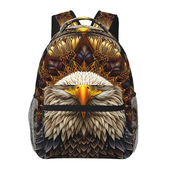 Gaeub Vintage Pattern Bald Eagle Ergonomic Lightweight Laptop Backpack - Multiple Pockets for School, Work, Travel, Outdoor Activities -One Size