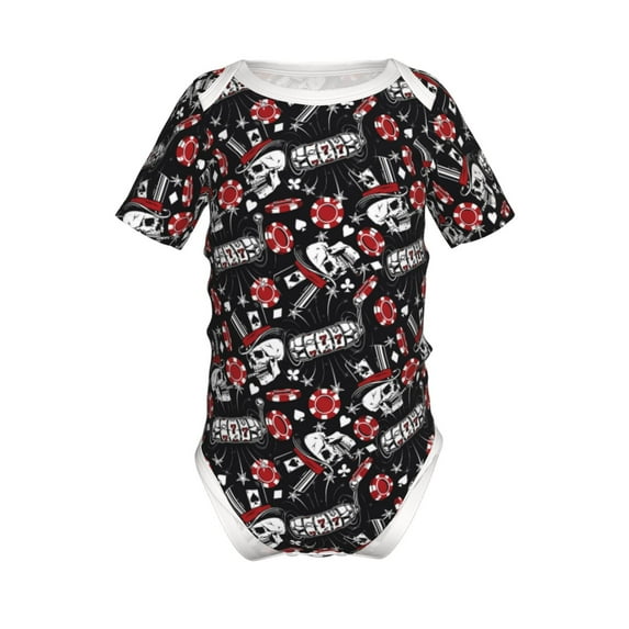 Gaeub Vintage Skull Casino Print Infant Climbing Onesie,Toddler Outfit,Newborn Baby Bodysuit,Baby Boy Girl Clothes -12 Months