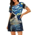 thumbnail image 1 of Gaeub Vintage Starry Sky Shark Print Women's Short-Sleeved Nightdress,Loose Comfy Pajama Sleepwear,Summer Night-dresses for Women, 1 of 6