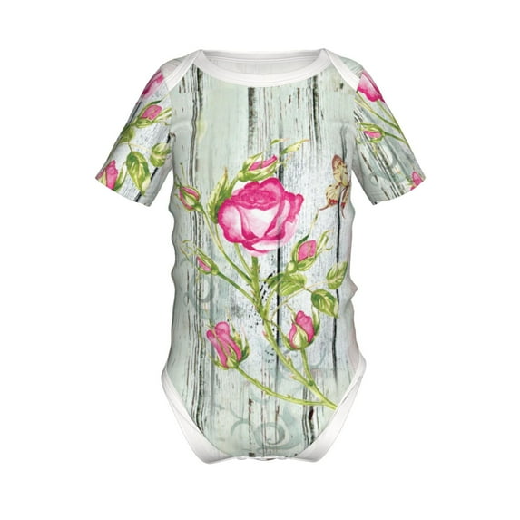 Gaeub Vintage Wood Background with Floral Print Infant Climbing Onesie,Toddler Outfit,Newborn Baby Bodysuit,Baby Boy Girl Clothes -12 Months
