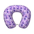 thumbnail image 1 of Gaeub Violet Print Memory Foam Travel Pillow,U-Shaped Neck Pillow,Head Neck Support Airplane Pillow,Flight Pillow for Traveling,Car,Home,Office,Washable Cover, 1 of 8