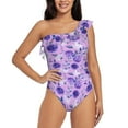 thumbnail image 1 of Gaeub Violet Women's One Shoulder Ruffle Tummy Control Swimwear for Swimming Surfing Beach Party - Medium, 1 of 8