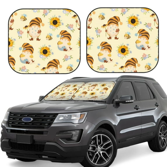 Gaeub Watercolor Bee Honey Honeycomb Bee Foldable Auto Sun Blocker Visor, Sunshade for Car Front Window, Keeps Your Vehicle Cool - Medium