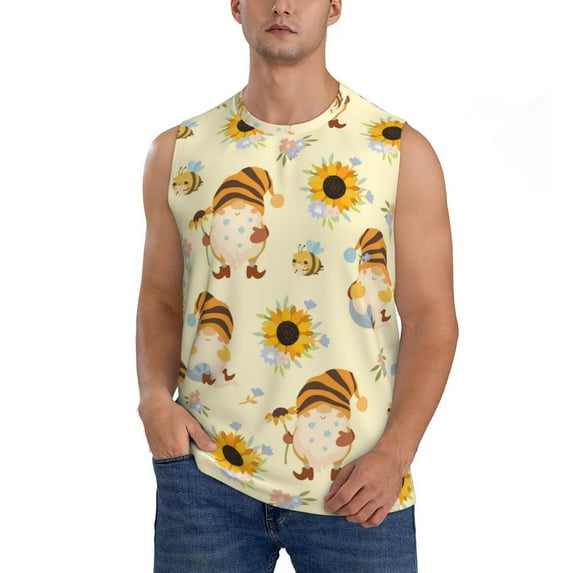 Gaeub Watercolor Bee Honey Honeycomb Bee Men's Sleeveless Muscle Shirts Workout Tank Tops, Odor Protection and Comfortable - Large
