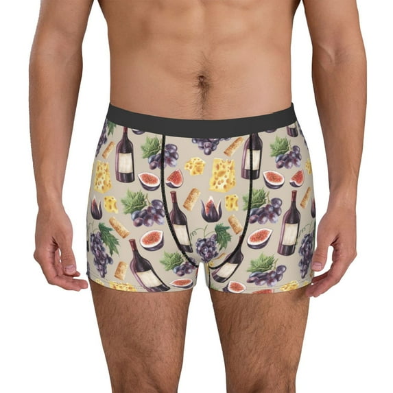 Gaeub Watercolor Bottles And Glasses Print Men's Boxer Briefs,Super Fit Boxer Briefs for Men,Quick-Dry Underwear with 4-Way Stretch-X-Large