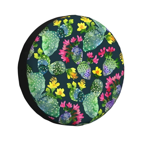 Gaeub Watercolor Cactuses 14-17in Tire Cover, Spare Tire Cover, for Camper Caravan, Trailer, Car, Truck, SUV, Jeep - 16 inch
