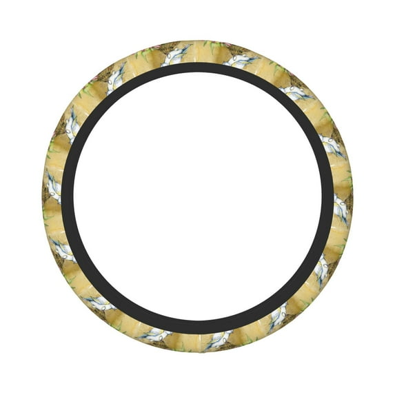 Gaeub Watercolor Canary Bird Breathable Stretch Elastic Steering Wheel Cover, Cool in Summer and Warm in Winter, Universal 15 inch