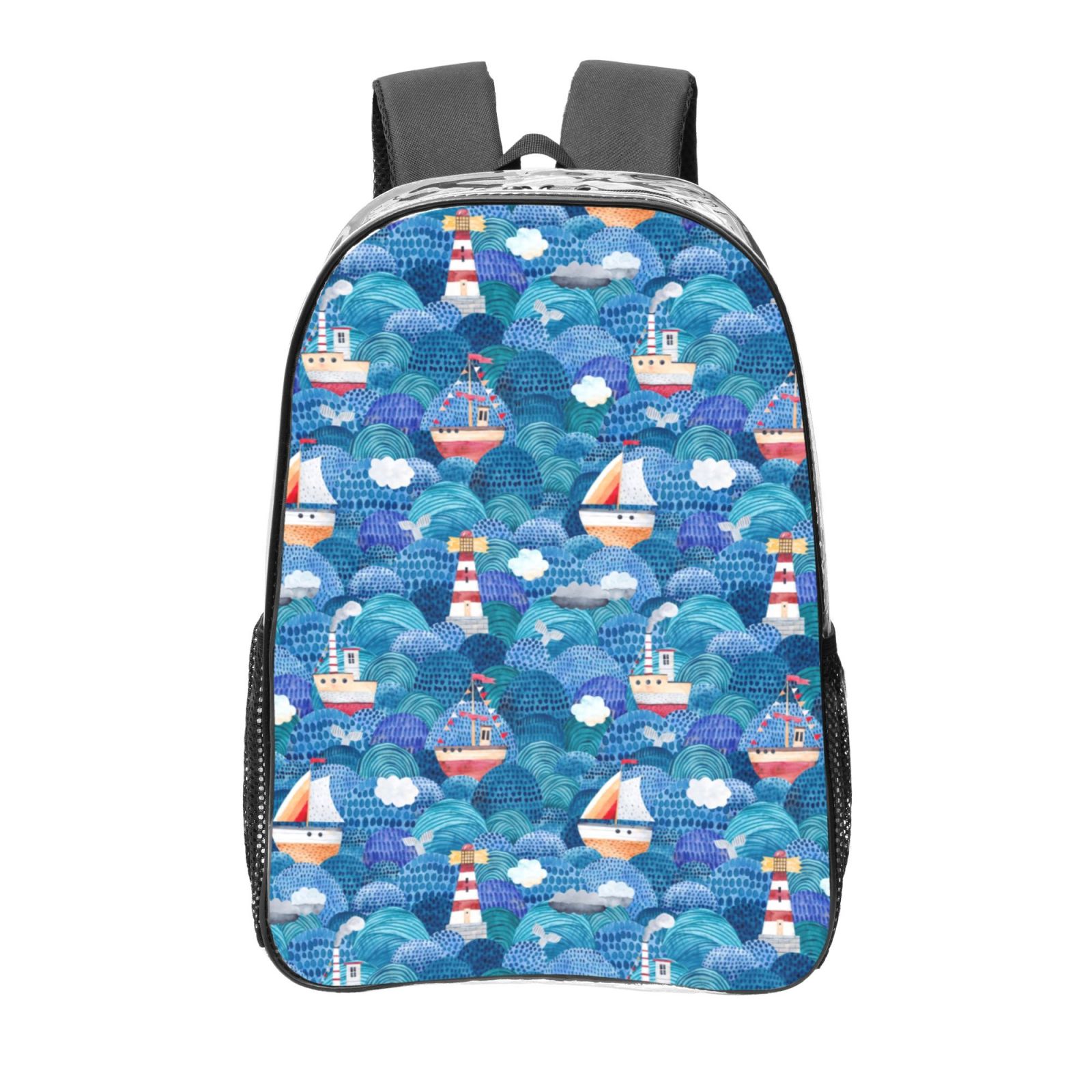 Gaeub Watercolor Ships Print Clear Backpack ,Clear Transparent Backpack ...