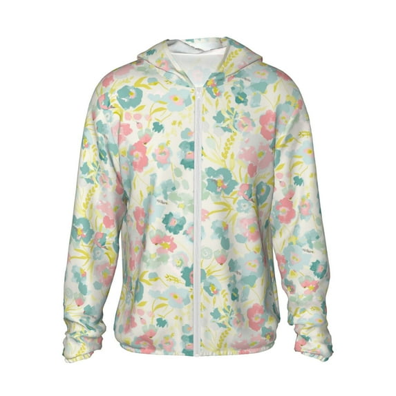 Gaeub Watercolor Wildflowers Men's and Women's UPF 50+ Long-Sleeved Sun Protection Clothing, Fishing Shirt Long Sleeve Zip-XX-Large